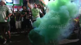 Palmeiras fans celebrate to win the Brazilian Football Championship, in São Paulo