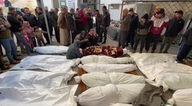Mourners attend funerals of Palestinians at hospital in Rafah