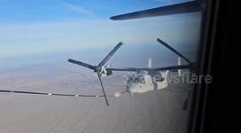 U.S. Marine Osprey Refuels with Air Force Combat King II in Distant Fury Drill in Arizona, USA