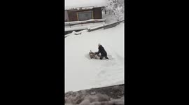 Relationship goals! Couple married 28 years playing in snow melts hearts online