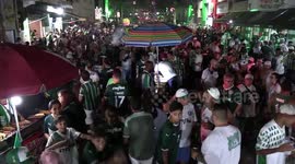 Fans of Palmeiras in the streets of Sao Paulo, Brazil during Brazilian Football league
