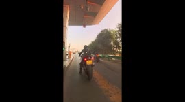 Toll road barrier slams down on motorcycle rider's head