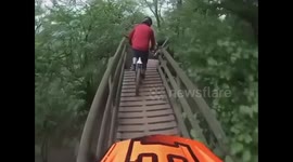 Cycle mishap: friends' ride takes a tumble