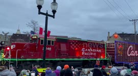 People Welcome Holiday Train in Wauwatosa, WI, USA