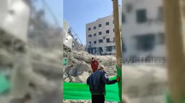 Mosque In Ruins After Israeli Air Raid in Deir al Balah, Gaza