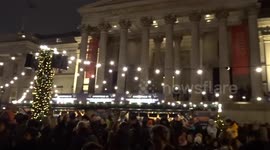 Crowds in Trafalgar Square waiting for Christmas Tree to be switched on