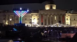 Mayor of Oslo Anne Lindboe speaking at Trafalgar Christmas Tree lighting ceremony 2023
