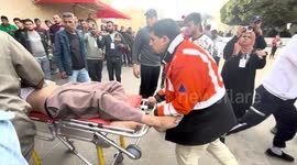 Injured Palestinians (includ children) are brought to a hospital following an Israeli strike in Dair El-Balah in the Central Gaza Strip.