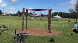 Dad discovers hilarious hack, how to get upper body workout while bicycling