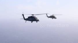 Helicopter Air-to-Air Refueling in Exercise in California, USA