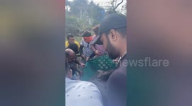 Cow rescued after it fell into drain in central India