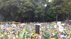 Opposers demand denouncement of Flavio Dino at the protest in Sao Paulo, Brazil