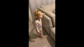 Toddler is humored after mischievous elves break the 'No Feeding Dinosaurs' rule