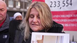 Crowd gathers outside Covid Inquiry to make voices of the bereaved heard in London, UK