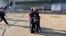 People welcome aircraft carrier HMS Prince of Wales home in Portsmouth, UK