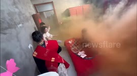 Groomsmen's smoke bombs leave bride gasping for breath