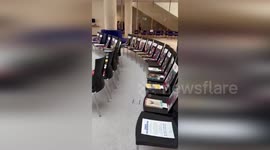 National Library Unveils Display of Citizens Kidnapped by Hamas in Gaza  in Jerusalem, Israel