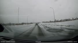 Jeep Slams Into a Light Post Due to Icy Roads