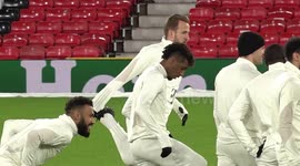 Bayern Munich train at Old Trafford in Manchester, UK