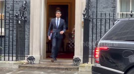 Rishi Sunak leaves 10 Downing Street ahead of PMQs