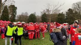 Hundreds of Santas take to the streets of Leamington Spa in charity fun run