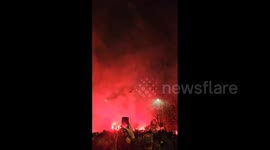 UK: Fireworks Set Off Ahead Of Champions League Match Between Feyenoord And Celtic In Glasgow