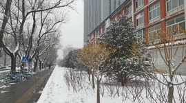 Snow Covers Streets of Beijing, China