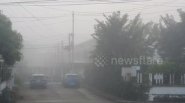 Visibility reduced as thick fog shrouds northern Thailand