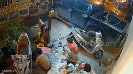 Mechanic accidentally sets friend and shop on fire in DIY fail
