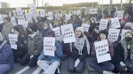 Protesters Block Traffic In Philadelphia To Call For Gaza Ceasefire in Philadelphia, PA, USA