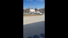 Concrete Truck Keeps Pushing Car