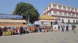 Tibetan spiritual leader Dalai Lama reached Bodh Gaya, crowd of Buddhist devotees gathered on the roadside for darshan in Northern India