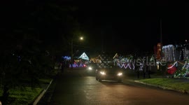 Christmas lights illuminate summer night in Sydney