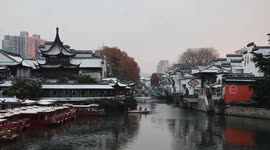 Confucius Temple Snow Scenery in Nanjing, China