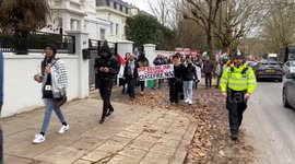 Pro-Palestine protesters gather outside Israeli Ambassador’s residence in London