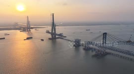Changtai Yangtze River Bridge Under Construction in Taizhou