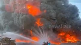 Fire tears through recycling centre in Thailand