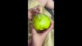 Toddler loses two front teeth when she bites pear