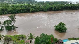Drone footage of flooding caused by Tropical Cyclone Jasper in Australia
