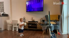 Skillful 16-month-old boy puts soccer players on notice with his cool trick shot