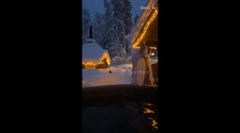 'So cold!' - Man taking a hot spa jumps in the cold snow for fun