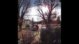 Man almost gets wiped out while sweeping leaves *Caught by RING Camera!*