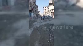 Streets in ruins following bombing of Gaza's Beit Lahia