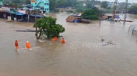 Officials conduct rescue operation in flooded southern India