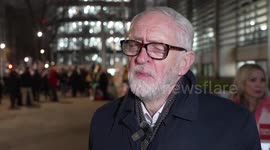 Jeremy Corbyn joins immigration policy protesters outside Home Office in London, UK