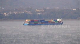 Cargo Ships Sail on The Yangtze River in Yichang, China
