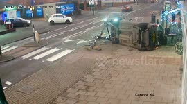 Mum and toddler narrowly avoid being killed by car in heart-stopping crash caught on CCTV