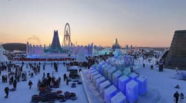 Tourists Visiting The 25th Harbin Ice and Snow World in Harbin, China