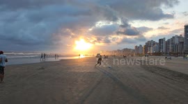 Praia da Aviação na região da Praia Grande em São Paulo, Brasil