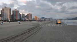 Praia da Aviação na região da Praia Grande em São Paulo, Brasil